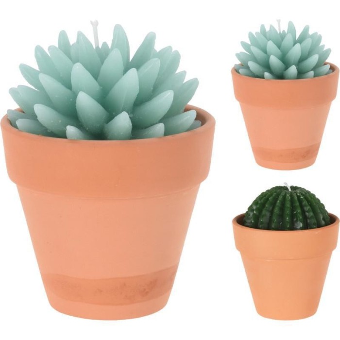VASO C CANDELA CACTUS 13CM 2AS